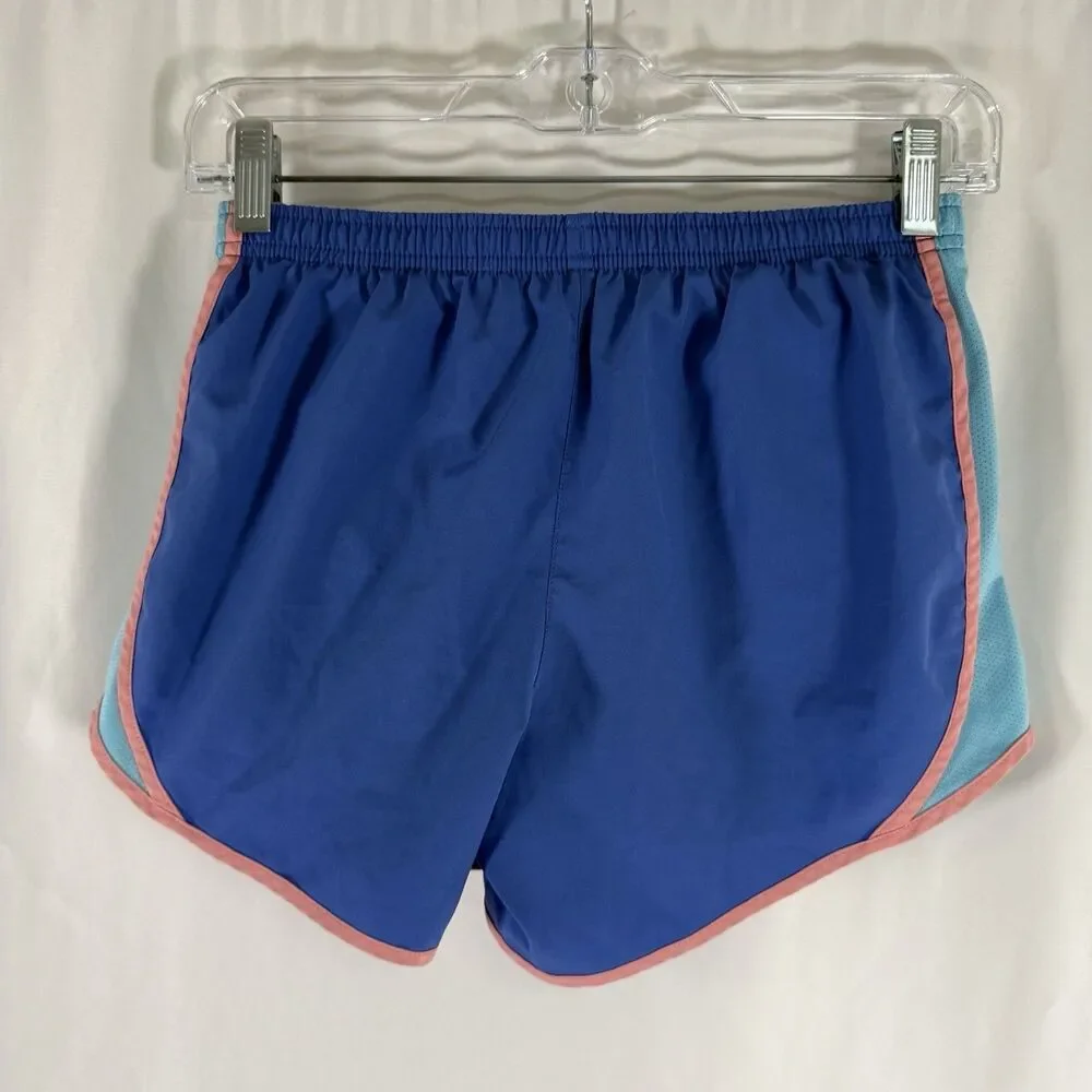 Nike Running Shorts Girl Large Blue Pink Logo Lined Drawstring 4